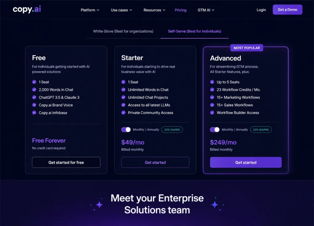 copy ai price 