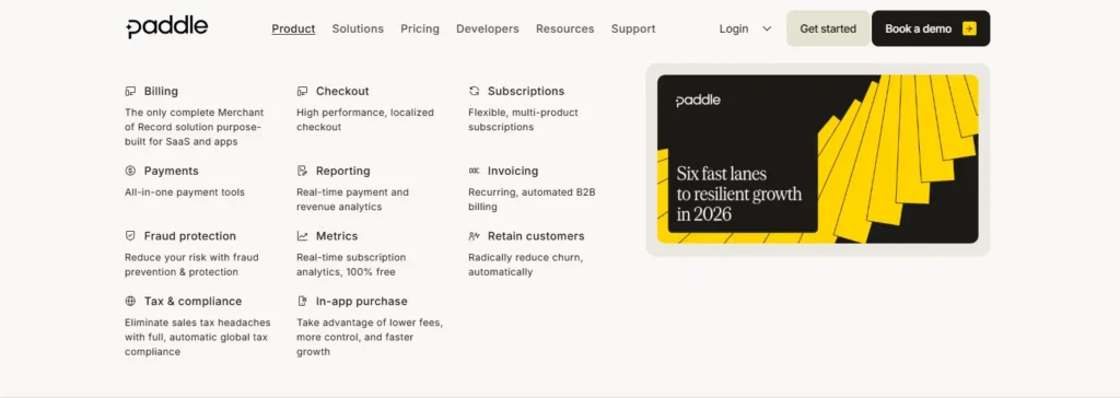 Paddle features